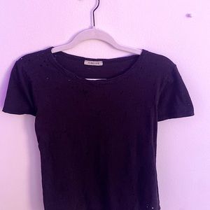 Ambiance brand black T shirt with small hole design